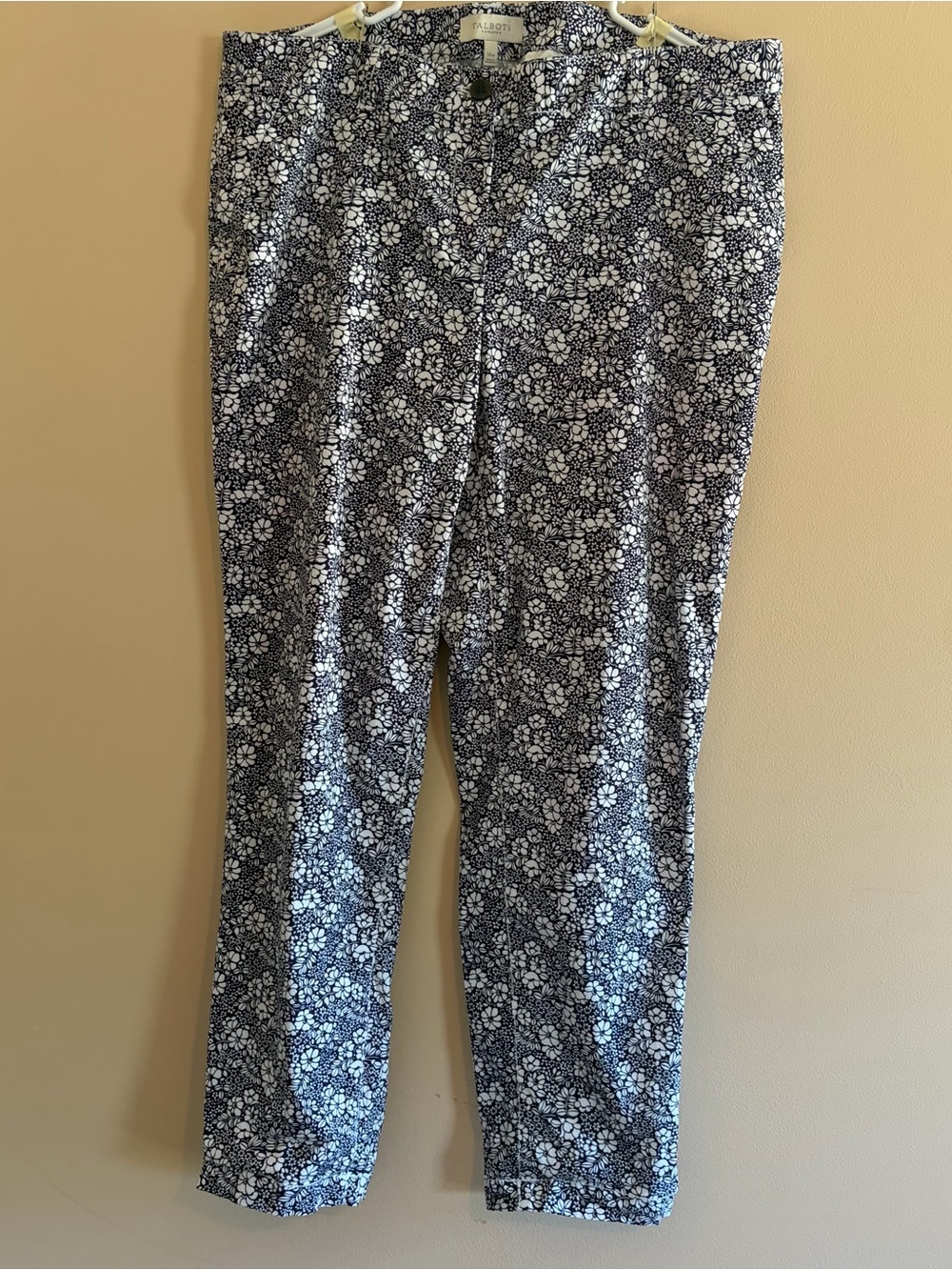 Talbots Floral Print Pants - Navy & White